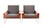 Armchairs in Teak, Chrome and Fabric by Bert Lieber for Knoll, 1960s, Set of 2, Image 1