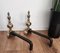 Mid-Century Italian Brass and Wrought Iron Andirons, Set of 2 6