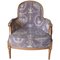 Louis XV Style Bergere Armchair in Floral Fabric 1