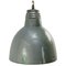 Vintage Industrial Green Metal and Clear Striped Glass Pendant Lamp from Holophane Paris 8