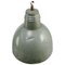 Vintage Industrial Green Metal and Clear Striped Glass Pendant Lamp from Holophane Paris, Image 2