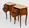French Kingwood & Marquetry Inlaid Bedside Cabinets with Marble Tops, Set of 2 6