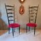 Large Italian Chairs in Black Lacquer with Brass Feet, Set of 2 1