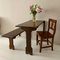 Art Deco German Wabi Sabi Brown Oak Prison Cell Table and Bench, 1930s, Set of 3 4