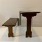 Art Deco German Wabi Sabi Brown Oak Prison Cell Table and Bench, 1930s, Set of 3 1