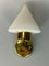 Space Age Design Glass Brass Wall Lamp, Image 1