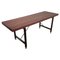 Mid Century Modern Italian Metal Cross Bar Base Wooden Slat Bench Coffee Table 1