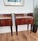 Mid Century Italian Art Deco Wood Brass and Glass Nightstands Bedside Tables, Set of 2 5