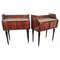 Mid Century Italian Art Deco Wood Brass and Glass Nightstands Bedside Tables, Set of 2 1