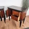 Mid Century Italian Art Deco Walnut and Glass Top Nightstands, Set of 2, Image 4