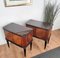 Mid Century Italian Art Deco Walnut and Glass Top Nightstands, Set of 2 5