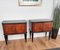 Mid Century Italian Art Deco Walnut and Glass Top Nightstands, Set of 2 2