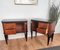 Mid Century Italian Art Deco Walnut and Glass Top Nightstands, Set of 2, Image 6