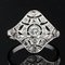 Art Deco French Diamond 18 Karat White Gold Platinum Ring, 1920s 3
