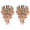 Italian Murano Glass Pink and White Petal Chandeliers, 1980s, Set of 2 1