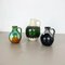 German Multi-Colored Op Art Fat Lava Pottery Vases from Bay Keramik, Set of 3 2