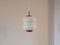 Lampe à Suspension Vintage en Verre Opalin avec Accent Rouge par Bent Karlby, Danemark 1