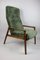 Vintage Green Olive High Velvet Armchair, 1970s, Image 1