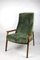 Vintage Green Olive High Velvet Armchair, 1970s, Image 3