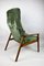 Vintage Green Olive High Velvet Armchair, 1970s, Image 10