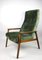 Vintage Green Olive High Velvet Armchair, 1970s, Image 5