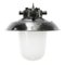 Vintage Industrial Black Enamel Frosted Glass Pendant Lights, Image 1