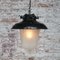 Lampade a sospensione vintage industriali in vetro smaltato nero, Immagine 5