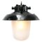 Vintage Industrial Black Enamel Frosted Glass Pendant Lights 2