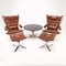 Vintage Danish Chrome & Leather Superstar Lounge Chairs, Ottomans & Table Set, Set of 5, Image 1