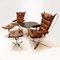 Vintage Danish Chrome & Leather Superstar Lounge Chairs, Ottomans & Table Set, Set of 5 2