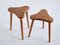 French Modern Three Legged Stools or Side Tables in Solid Oak, 1950s, Set of 2 4