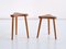 Two Pairs of French Modern Three Legged Stools / Side Tables in Solid Oak, 1950s, Set of 2 6