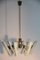 Lámpara de araña italiana geométrica de latón y vidrio, años 50, Imagen 8