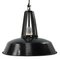 Vintage French Industrial Black Enamel Pendant Light 1