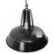 Vintage French Industrial Black Enamel Pendant Light, Image 2