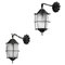 French Lanterns in Lacquered Metal and Frosted Glass, Set of 3 1