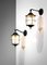 French Lanterns in Lacquered Metal and Frosted Glass, Set of 3 5