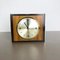 Vintage Hollywood Regency Brass Walnut Brass Table Clock from Junghans Electronic, Germany 2