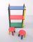 French Multicolored Bookcase & Stools by Pierre Sala, 1980, Set of 3 5