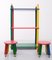 French Multicolored Bookcase & Stools by Pierre Sala, 1980, Set of 3 1