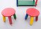 French Multicolored Bookcase & Stools by Pierre Sala, 1980, Set of 3 4