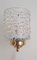 Swedish Wall Lamp with Brass Frame and Textured Crystal Glass, 1960s, Image 1