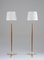 Lampadaires Mid-Century Scandinaves en Laiton et Bois, Set de 2 2