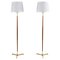 Mid-Century Scandinavian Floor Lamps in Brass and Wood, Set of 2 1