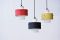 Black Yellow and Red Pendant Lamps, 1950s, Set of 3 1