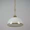 Lámpara colgante sueca Mid-Century de vidrio opalino blanco y latón, años 50, Imagen 11
