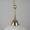 Lámpara colgante sueca Mid-Century de vidrio opalino blanco y latón, años 50, Imagen 8