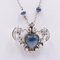 Vintage 18k White Gold with Cabochon Sapphire and Brilliant Cut Diamonds and Opal Necklace, 1940s 2