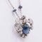 Vintage 18k White Gold with Cabochon Sapphire and Brilliant Cut Diamonds and Opal Necklace, 1940s 3