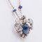 Vintage 18k White Gold with Cabochon Sapphire and Brilliant Cut Diamonds and Opal Necklace, 1940s, Image 3